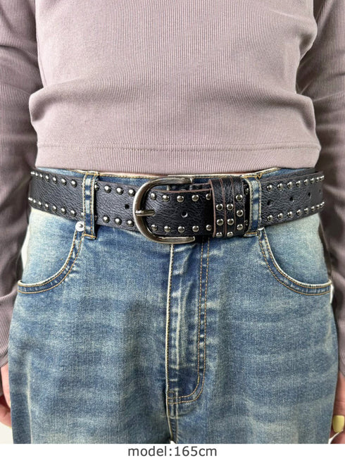 フェイクレザースタッズベルト